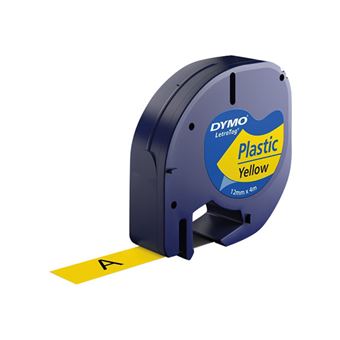 Lot De 3 Rubans D'Étiquettes Compatibles DYMO Letratag 12mm X 4m - Plastique Transparent Noir Sur Transparent