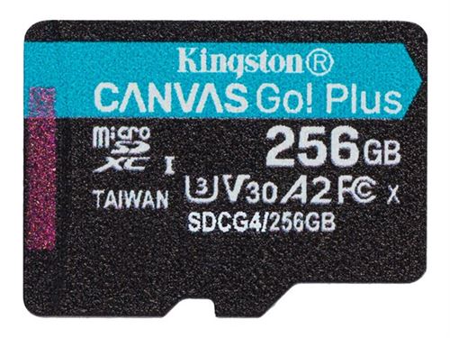 Kingston Canvas Go! Plus - Carte mémoire flash - 256 Go - A2 / Video Class V30 / UHS-I U3 / Class10 - microSDXC UHS-I