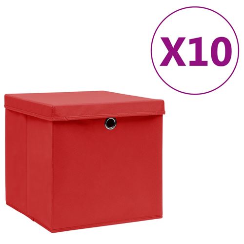 Cube de rangement uni - 28 x 28 x 28 cm - Rouge