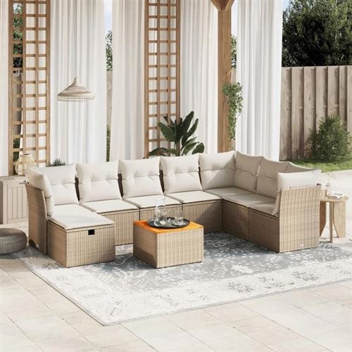 Non Communiqué Beige Vidaxl Salon De Jardin Modulable - Lot De 9 Pieces - Resine Tressee