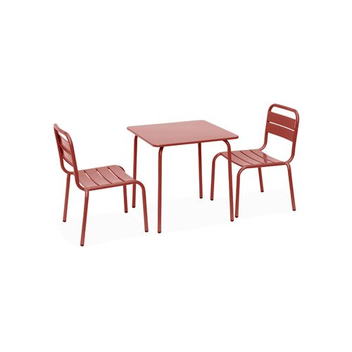 Sweeek Ensemble table et chaises métal enfant - Anna - terracotta 2 places table et chaises 48x48cm
