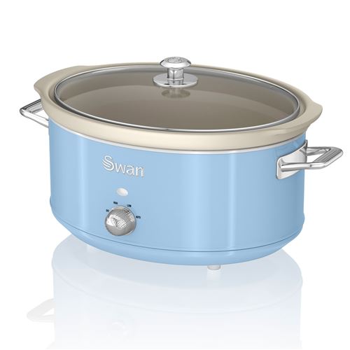 Retro Crock-Pot 6,5 L Slow Cooker Pentola Rimovibile in Ceramica Antiaderente, SWAN, SF17031BLN, 320W, Bleu