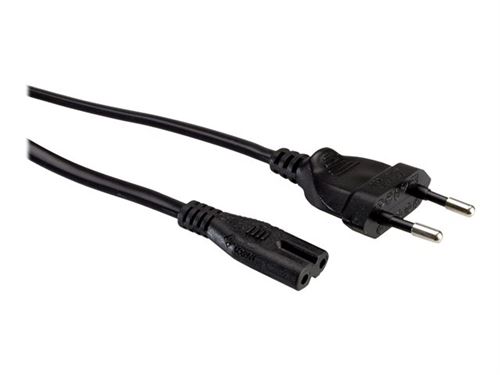 VALUE - Câble d'alimentation - Europlug (M) pour power IEC 60320 C7 - CA 250 V - 2.5 A - 5 m - noir - Europe