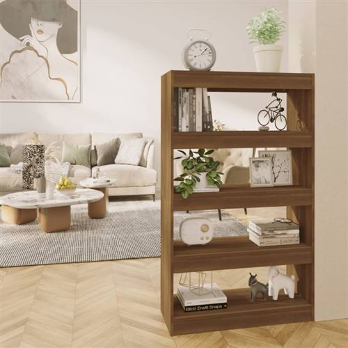 Vidaxl Marron Bibliothèque Séparateur De Pièce Chêne Bois D Ingénierie - Image 3