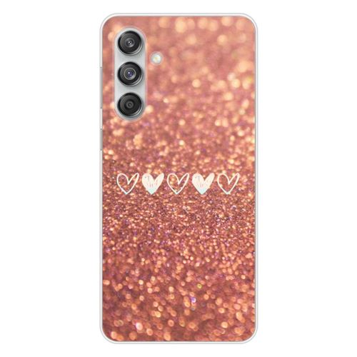 Coque en silicone imprimée compatible Samsung Galaxy M55 5G Paillettes coeur