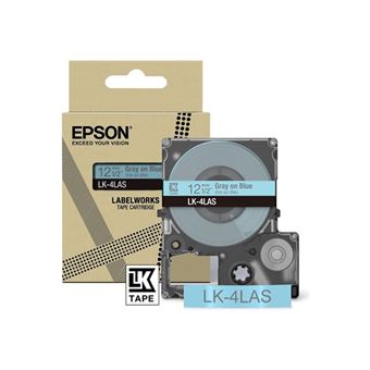 Epson LabelWorks LK-4LAS - Gris sur bleu - Rouleau (1,2 cm x 8 m) 1 cassette(s) boîte de suspension - cartouche de bande - pour LabelWorks LW-C410, LW-C610