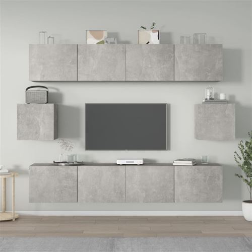 Non Communiqué Gris Ensemble De Meubles Tv 6 Pcs Béton Bois D Ingénierie