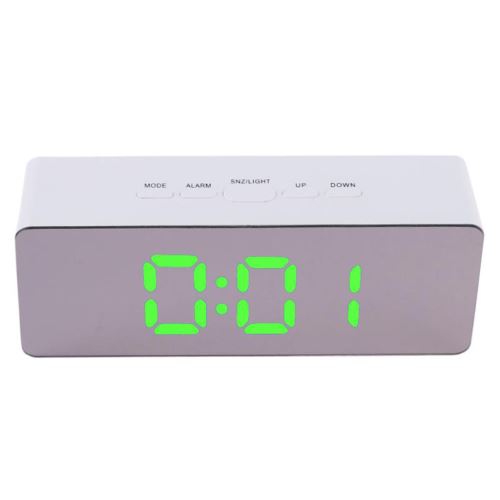 Multi-Fonctionnel Miroir Led Horloge Numérique Alarme Night Lights Thermomètre Vert PL717