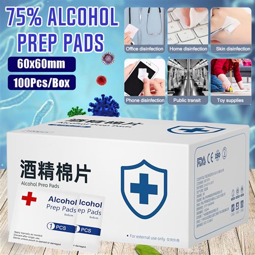 100pcs / boîte tampons d'alcool jetables outils de nettoyage de soins du corps