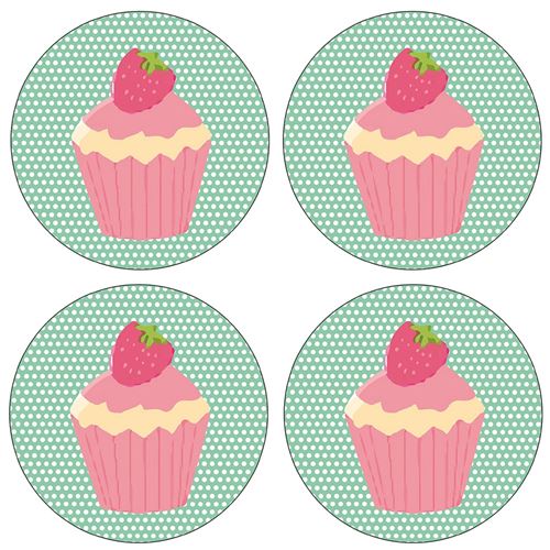 Set de 4 dessous de verres ronds Cupcakes by Cbkreation