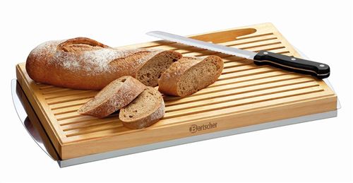 Planche à pain en bois et acier inoxydable avec couteau - 47,5 x 26 cm - Bartscher - Bois 475x260x40mm
