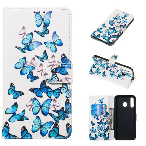 Etui en PU impression de motifs en marbre avec support papillons pour votre Samsung Galaxy M30/A40s