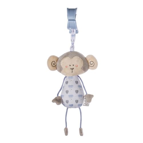 Saro figurine suspendue avec hochet et singe vibrant bleu