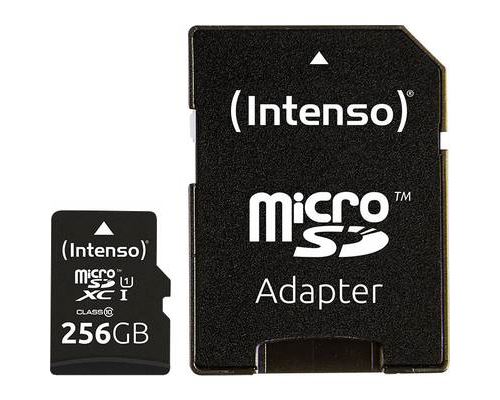 Carte Mémoire Micro SD avec Adaptateur INTENSO 3423492 256 GB Noir