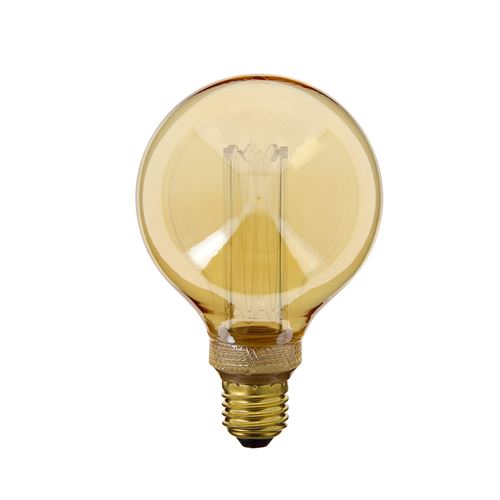 Ampoule LED déco Hologramme Globe (G95) au verre ambré, culot E27, 4W cons., 200 lumens, lumière blanc chaud