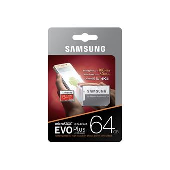 Samsung - Carte micro SD 64 Go EVO PLUS classe 10 100Mo/s avec adaptateur SD  - Carte Micro SD - Rue du Commerce