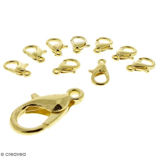 Fermoirs mousquetons - Doré - 12 mm - 10 pcs
