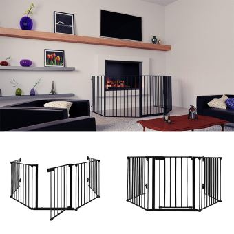 Barriere De Securite Oobest Protection Pour Bebes Et Chiens Avec Porte Rotative A 180 Barrieres De Protection Achat Prix Fnac