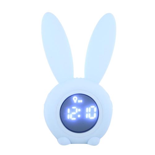 Bande Dessinée Multifonction Lapin LED Écran Synchronisation Alarme Température Horloge De Table (Bleu)