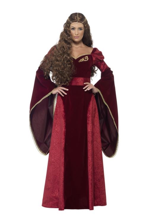Costume de reine medievale luxe rouge l