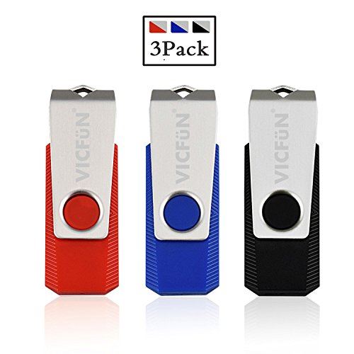 Lot de 3 disques Flash USB lecteurs flash USB 3.0 Design pivotant 3 Colors (Rouge/Bleu/Noir) 32 Go Multicolor