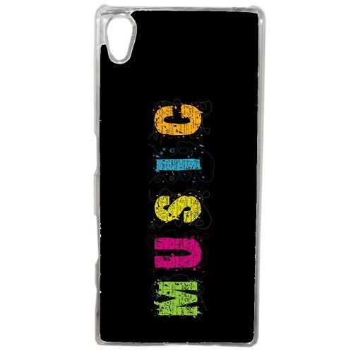 Coque Music Typographie Fond Noir Compatible Sony Xperia Z4 Transparent