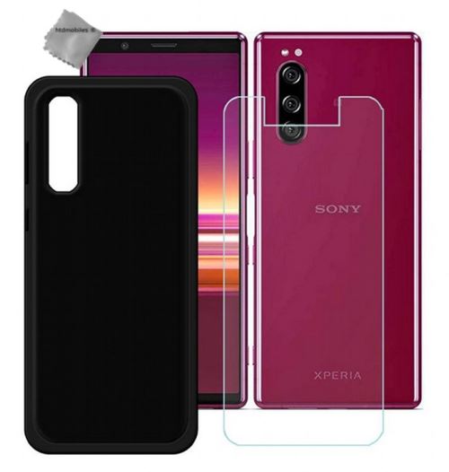 Housse etui coque pochette silicone gel fine pour Sony Xperia 5 avec film ecran - NOIR