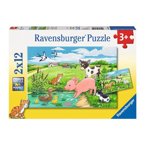 Puzzle 12 Pièces : 2 Puzzles - Animaux de la Ferme, Ravensburger