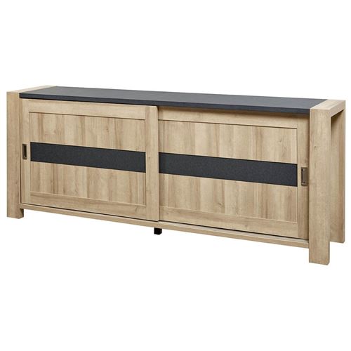 IRIS - Buffet 2 Portes Coulissantes Imitation Bois