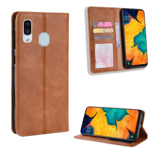 Etui en PU vintage auto-absorbé marron pour votre Samsung Galaxy A40