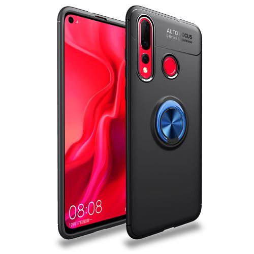 Coque en TPU béquille anneau de doigt noir/bleu pour votre Huawei Nova 4