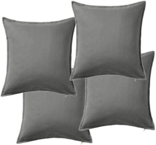 Ikea Gurli Housse de coussin Gris 50 x 50 cm, gris, Lot de 4