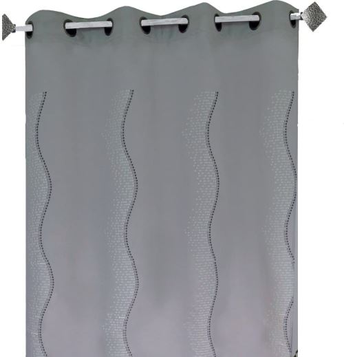 HomeMaison HM698860129 Panneau Ameublement Shantung Brodé Vagues Pixels Élégant Gris 140 x 260 cm