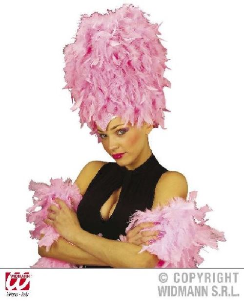 Coiffe rose Diva à plumes