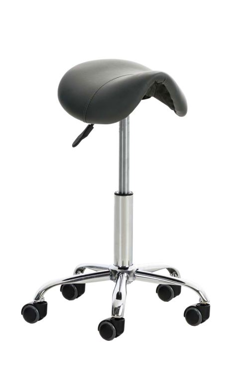 Tabouret de travail Reno en similicuir - Assise ergonomique - Sans dossier - Pivotant - Couleur Gris