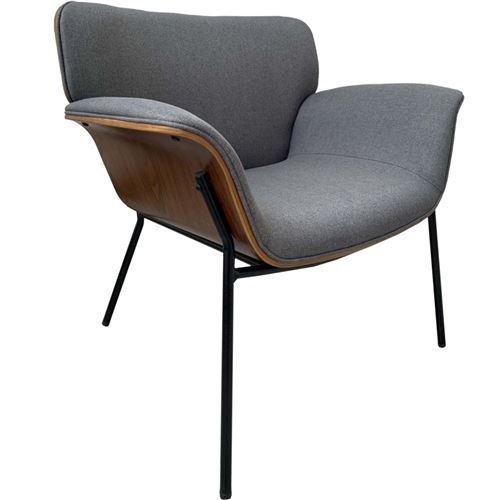 The Home Deco Factory - Fauteuil en tissu et bois Sam