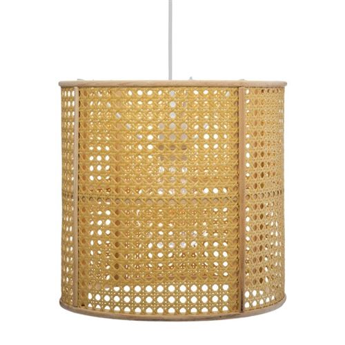 Suspension luminaire rotin cannage Poésie - Diam. 28 cm - Beige