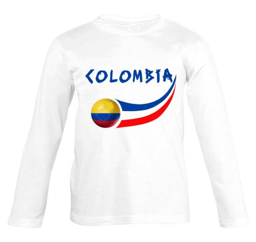 Supportershop Colombie manches longues Enfant T-Shirt, Blanc, FR : (Taille Fabricant : 8 Ans)