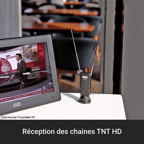 Antenne TV Intérieur Puissante TNT Haut Gain Extra Plate Attache Fenêtre  Vitre