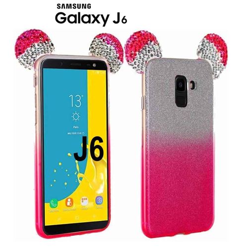 Coque pour Samsung Galaxy J6 ,Coque Oreilles Minnie Mickey J6 -Rose
