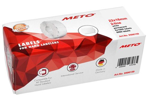 METO Set d'étiqueteuses Basic M - prix, prix de base (2 lignes, 16 chiffres  pour étiquettes 22 x 16 mm, prêt à l'emploi immédiat), 1x étiqueteuse