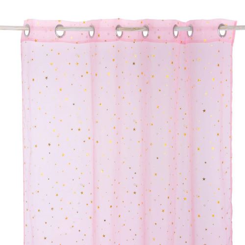 Voilage à œillets 140x250 cm Etoiles or rose