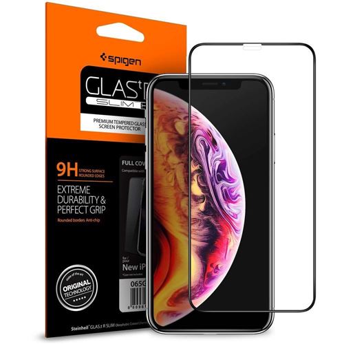 Spigen GLAS.tR SLIM Full Cover - Schermbeschermer voor mobiele telefoon - zwart - voor Apple iPhone 11 Pro, X, XS