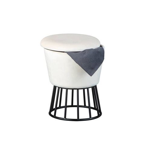 Paris Prix - Pouf Coffre Design En Velours nat 42cm Blanc
