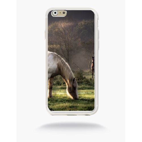 Coque Chevaux Compatible Apple Iphone 6 Silicone Blanc Mat