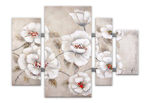 World Art Fleurs Tableau Floral Modern avec Châssis Bois, Multicolore, 109 x 3,5 x 80 cm