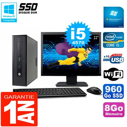 Pc hp elitedesk 800 g1 sff ecran 22' core i5-4570 8go disque 960 go ssd wifi w7 État correct - Hewlett-Packard reconditionné disponible sur Fnac