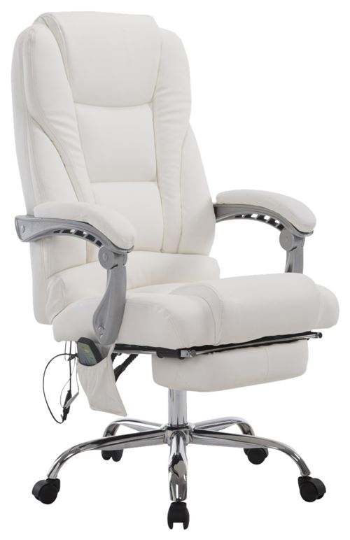 CLP Fauteuil de bureau Pacific en similicuir avec une fonction massage , Blanc