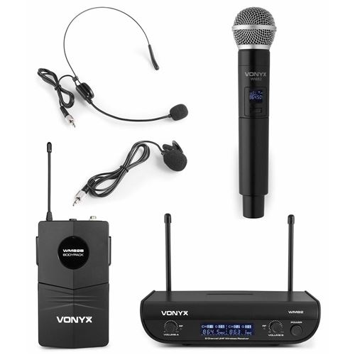 WM82C Digital Set microphone sans fil UHF 2 canaux - Port&eacute;e 50m - Coffret de transport inclus