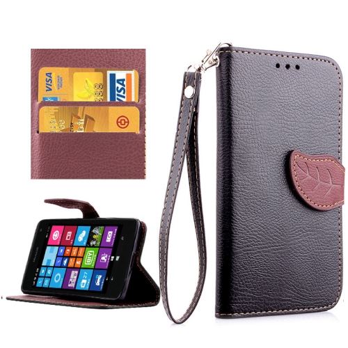 Microsoft Lumia 535 Housse Etui Cuir PU Texture Litchi Noir ALS54291
